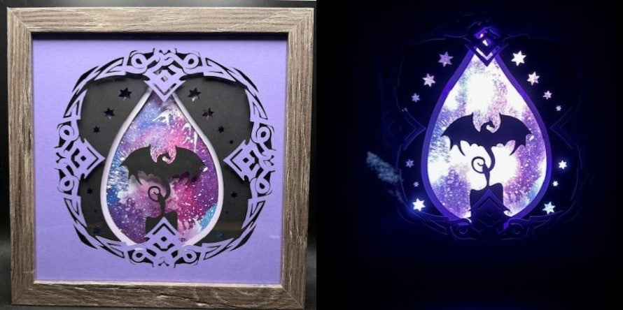 3D Dragon Lit Shadow Box