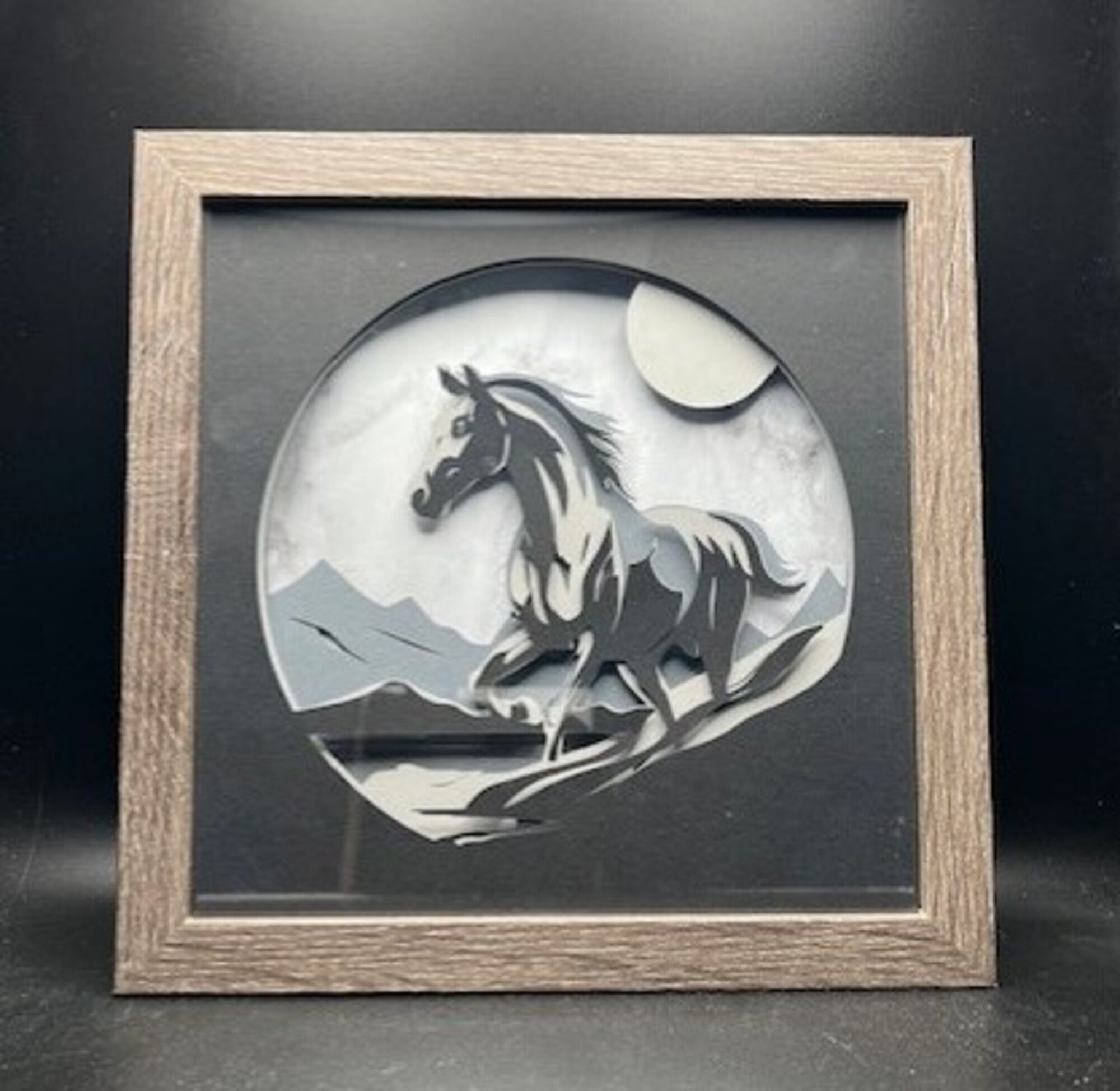 3D Horse Lit Shadow Box