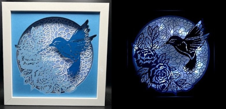 3D Hummingbird Lit Shadow Box (Copy)