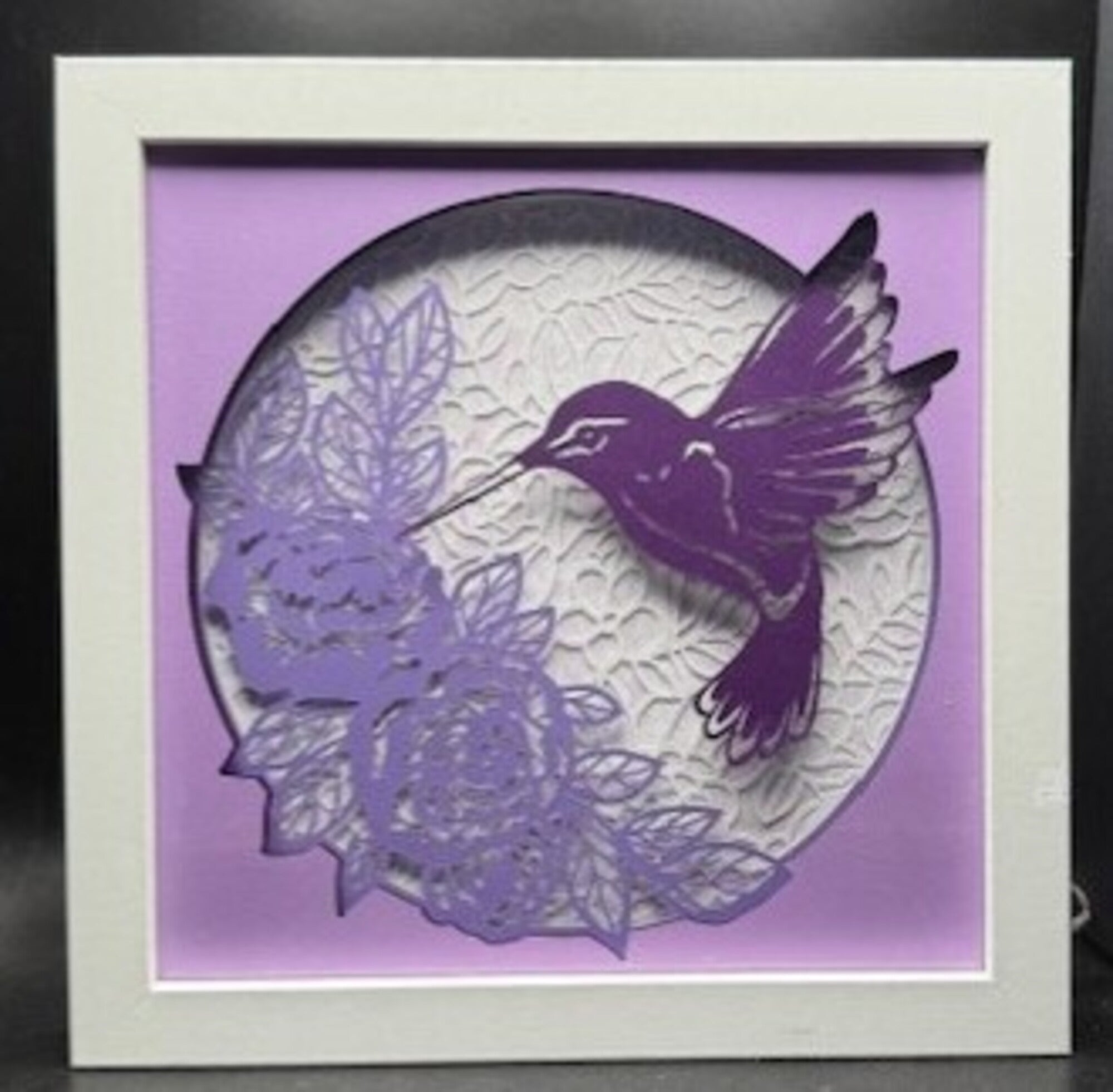 3D Hummingbird Lit Shadow Box