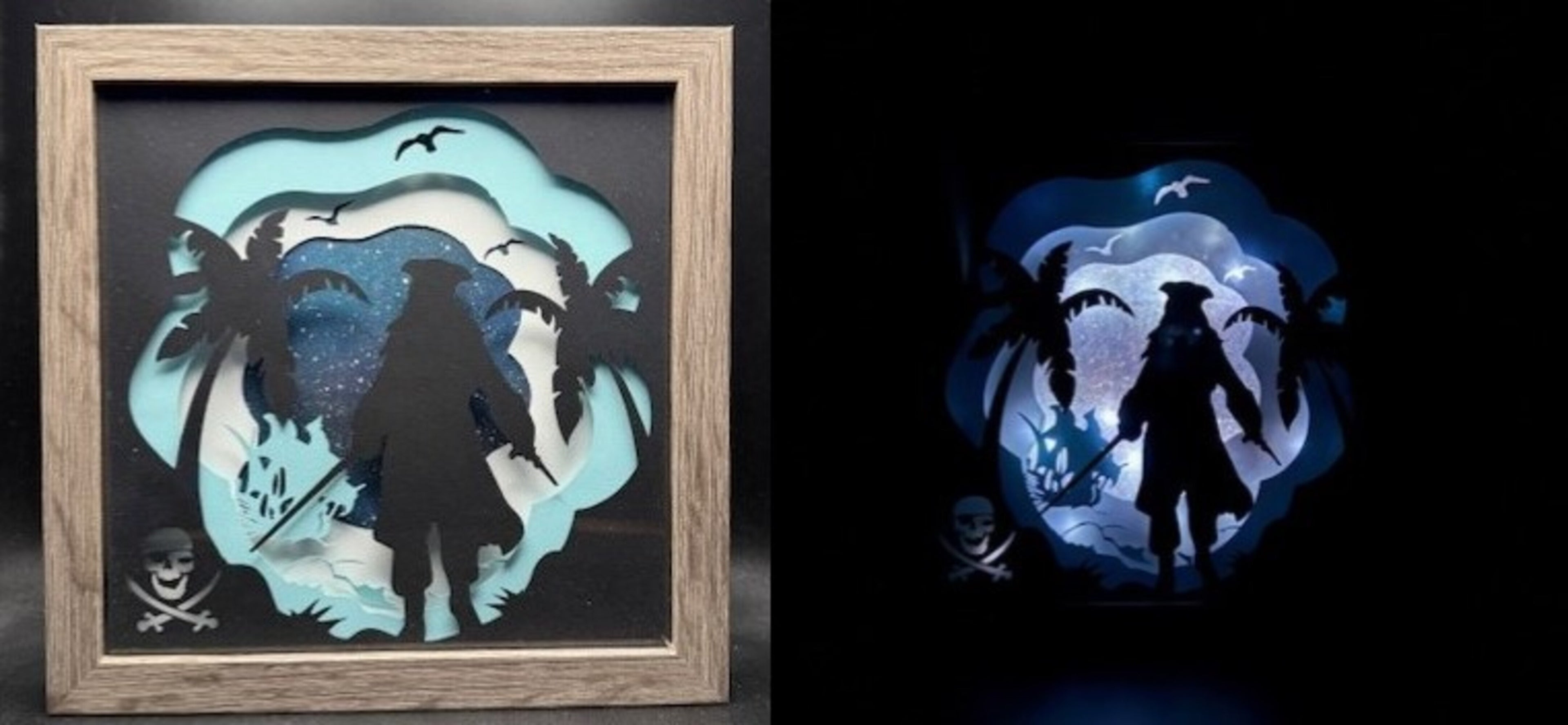 3D Pirate Lit Shadow Box