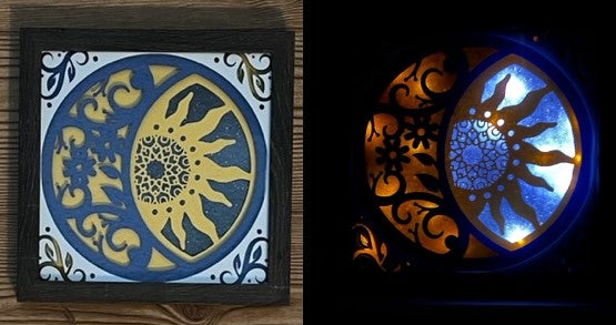 3D Sun and Moon Lit Shadow Box