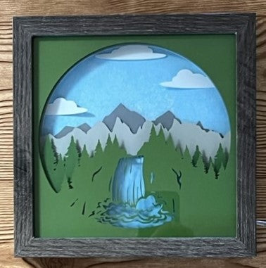 3D Waterfall Lit Shadow Box