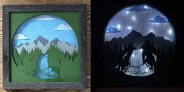 3D Waterfall Lit Shadow Box