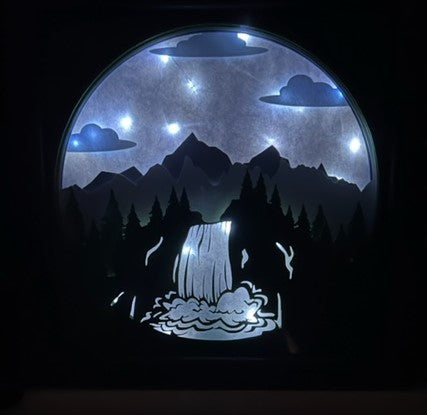 3D Waterfall Lit Shadow Box