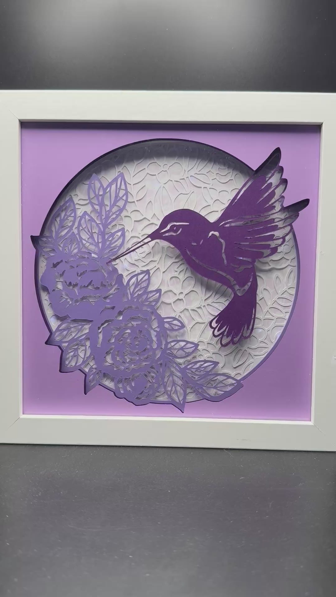3D Hummingbird Lit Shadow Box