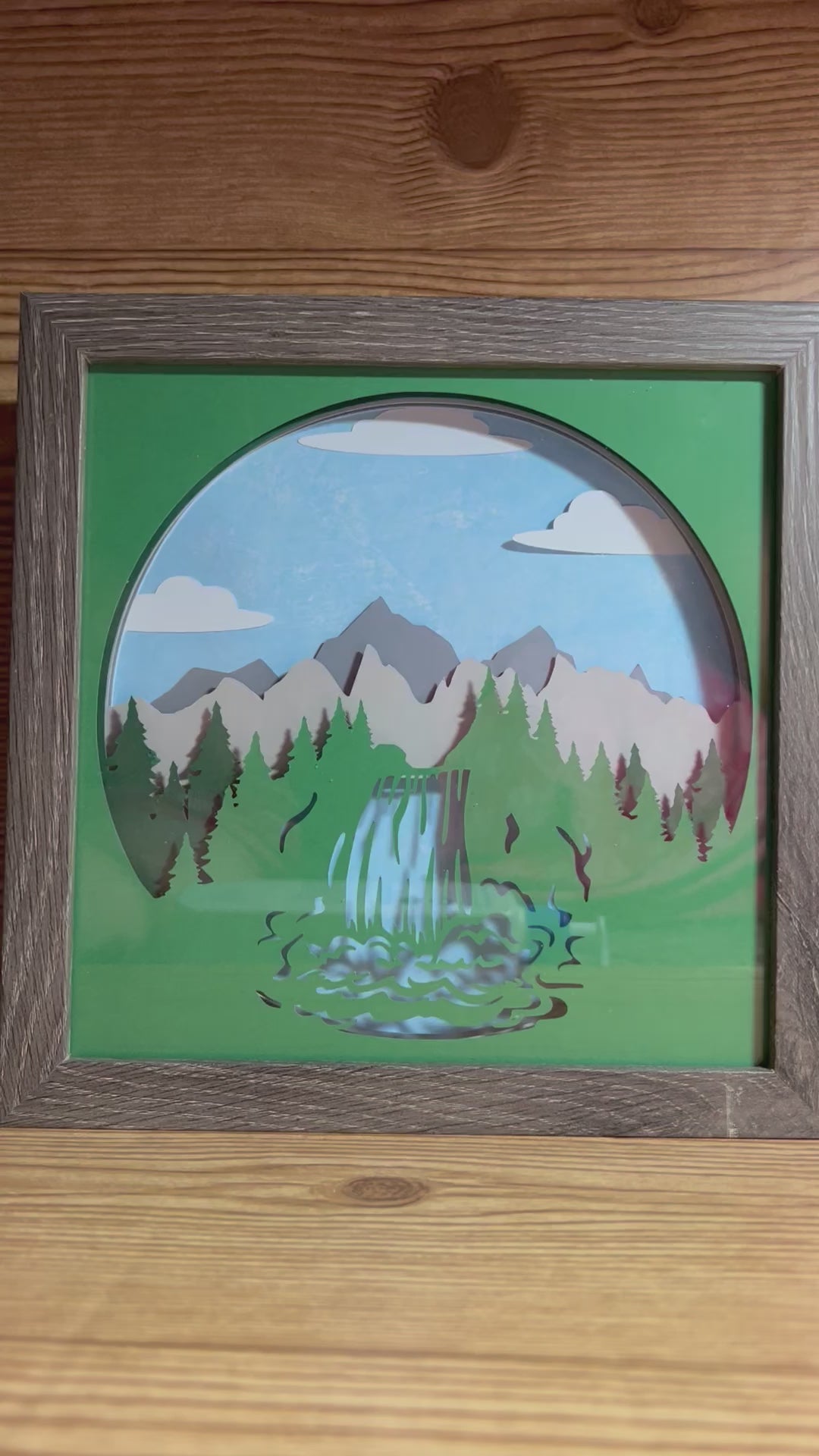 3D Waterfall Lit Shadow Box