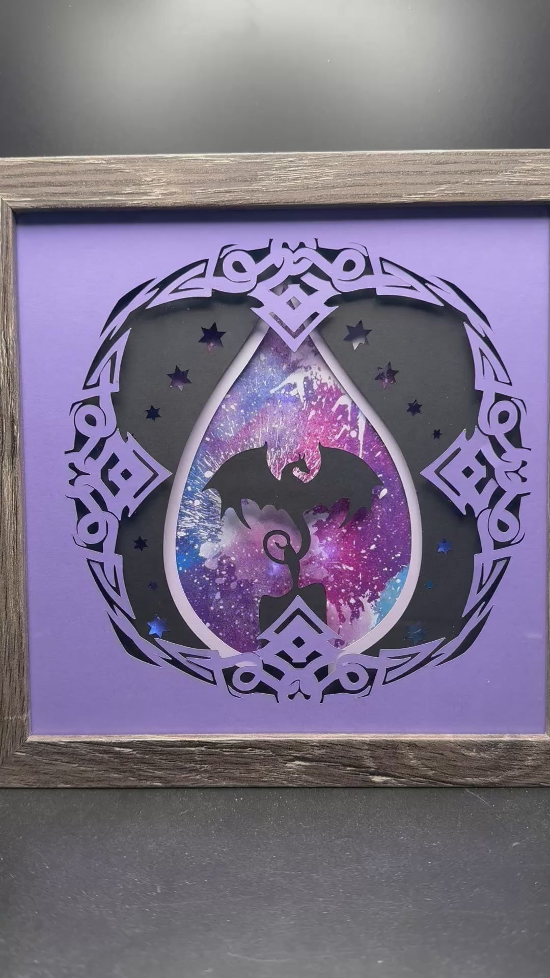 3D Dragon Lit Shadow Box