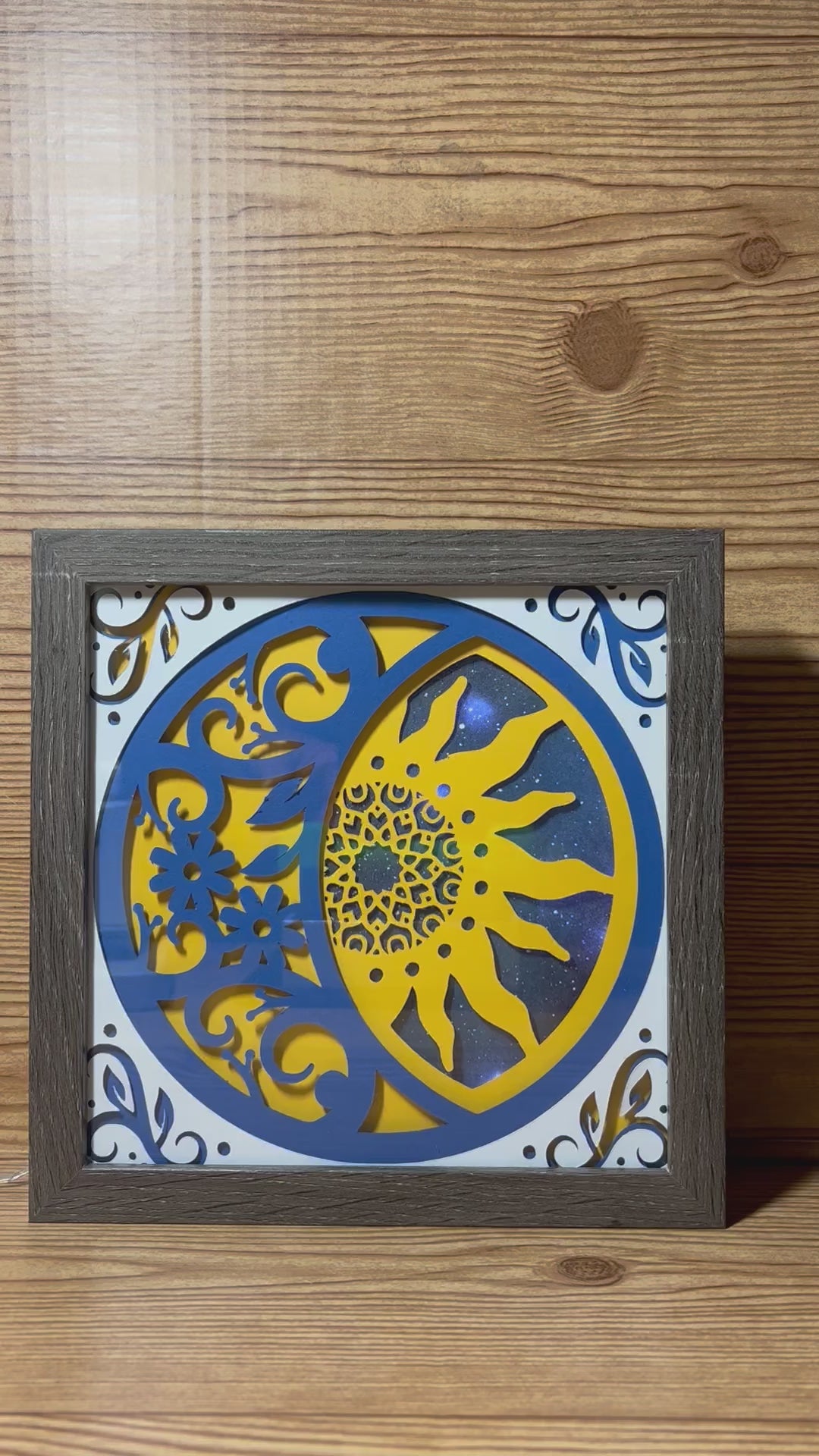 3D Sun and Moon Lit Shadow Box